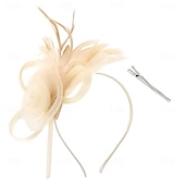 baratos Chapéus e Fascinators-chapéus fascinators com penas para mulheres chapéus kentucky derby chapéu de igreja para festa do chá com faixa de cabeça e clipe