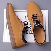 baratos Casual-tênis casual bege com cadarço para homens - calçados confortáveis para o dia a dia para passeios casuais