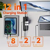 cheap Household Appliances-Flat Plug Surge Protector Power Strip with 5ft/10ft Extension Cord, 8 AC Outlets &amp; 4 USB Ports (2 USB-A, 2 USB-C)