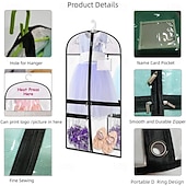 お買い得  衣類バッグとカバー-子供用ダンス衣装用ガーメントバッグ、透明PVC製厚手防水吊り下げ服カバー、アクセサリーポケット付き、クローゼットや競技会用の防塵収納バッグ