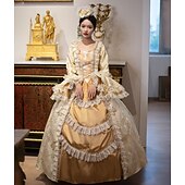 cheap Dresses-Vintage Rococo Renaissance Maxi Dress Normal Juliet Sleeve Princess Bride Pleated Flounced Princess Round Neck Fancy Dress Women's Halloween Carnival Masquerade Party Halloween Performance Adults