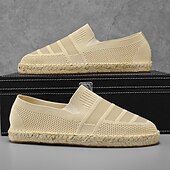お買い得  メンズ・スリッポン＆ローファー-織り模様のメンズベージュバケーションエスパドリーユ - 夏やビーチでの外出にぴったりの快適でスタイリッシュなフットウェア
