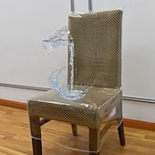 cheap Chair Cover-100%Waterproof Plastic Dining Chair Covers with Backrests, PVC Clear Chair Seat Cover, Waterproof Kitchen Protector Chair Slipcover for Party No Dust/Dirt/Spill