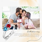 preiswerte Event &amp; Party Supplies-personalisierter Geburtssteinring für sie, offenes Ringdesign mit zwei Steinen, Symbol ewiger Liebe, Geschenk für Mutter, Ehefrau, Freundin, Muttertag, Valentinstag, Geburtstag, Weihnachtsgeschenk