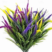 economico Piante e Fiori Artificiali-6 mazzi di fiori artificiali per esterni - piante finte in plastica resistenti ai raggi UV, arbusti e piante finte - fioriere per esterni, da giardino, da finestra, da veranda, per interni (colori