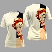 cheap Tops-T-shirt Retro Poster Retro Girl 1950s Retro Vintage T-shirt Sleeve Graphic for Women's Adults' 3D Print  for Masquerade Daily Vacation Party