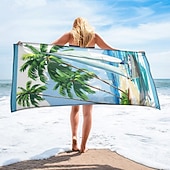 economico set di asciugamani da spiaggia-telo mare stampato, telo mare leggero e anti-sabbia ad asciugatura rapida, ideale per viaggi, piscina e uso all'aperto