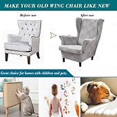 economico Rivestimento sedia wingback-Copertura per poltrona a orecchioni Geometrico Stampato e jacquard Poliestere Copriletto