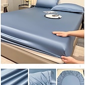abordables Parures de draps-Ensemble de drap en soie glacée drap de lit simple housse de lit d&#039;été trois pièces protection complète du matelas housse de poussière