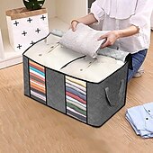 cheap Clothing &amp; Closet Storage-4 Pack Foldable Storage Bags Under-bed Storage, Bedding Storage Bags with Clear Window and Reinforced Handles, Reusable Bag Organizer with Smooth Zipper, for Clothes Blankets Comforters