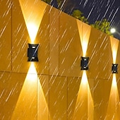economico Applique per esterni-lampada da parete solare - durevole &amp;illuminazione verso il basso, impermeabile ip65, recinzione esterna, giardino, portico, illuminazione garage 1/2 pz