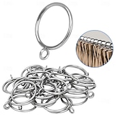 cheap Storage &amp; Organization-48 Pack Curtain Rings with Eyelets Metal Drapery Rings for Pinch Pleat Curtains Panels Drape Rings Fits Up to 1.2 in Curtains Rod 1.5 Inch I D Silver