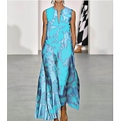 economico Abiti floreali-Per donna Abito maxi Abito a trapezio Abito Estivo Vacanza Casual Boho Quotidiano Ferie Vestibilità comoda Floreale Grafico Senza Maniche Scollo a V Rosa Blu Arancione Estate