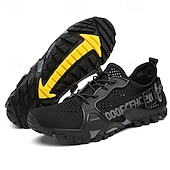 voordelige Casual Sneakers-Voor heren Sneakers Rivierschoenen Canyoning PU Leder Netstof Ademend Comfortabel Anti-slip Veters Zwart Donker paars Blauw Zomer Lente
