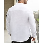 economico Camicie di lino-Per uomo Camicia Camicia di lino Camicia popover Camicia casual Camicia di cotone Semplice Vacanza Camicia hawaiana Nero Bianco Giallo Verde chiaro Manica Lunga Colletto alla coreana Primavera Autunno