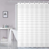 abordables Cortinas de ducha-Cortina de Ducha Forro PEVA Impermeable 12 Ganchos Decoración de Baño Estilo Nórdico Impresión de Triángulo/Cuadro de Playa y Océano