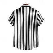 preiswerte Herrenhemd zum Knöpfen-Herren Hemd Sommerhemd Freizeithemd Strandhemd Knopfhemd Schwarz Kurzarm Druck Revers Urlaub Hawaiianisch Bekleidung Polyester Mode Lässig Bequem