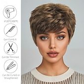 お買い得  古いかつら-人工毛ウィッグ ウェーブ アシメントリー・ヘアカット ディープパーティー 機械製 かつら 10 インチ A1 合成 女性用 クール クラシック 快適 マルチカラー