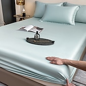 abordables Parures de draps-Drap-housse en soie glacée pièce unique housse de lit en soie glacée d&#039;été protège-matelas Simmons ensemble de trois pièces