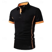 economico Polo classica da uomo-Per uomo Magliette Polo a Nido d&#039;Ape Maglia da golf Lavoro Casuale Bavero Manica Corta Essenziale Moderno Blocco di colori Patchwork Bottoni Estate Vestibilità regolare Nero Bianco Blu marino Verde
