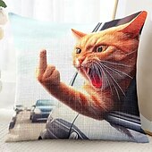 baratos estilo animal-Capa de Almofadas Decorativas com Animais Engraçados Gato 1PC Capa de Almofada Quadrada Macia para Sofá de Quarto Sala de Estar