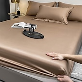 abordables Parures de draps-Drap-housse en soie glacée pièce unique housse de lit en soie glacée d&#039;été protège-matelas Simmons ensemble de trois pièces