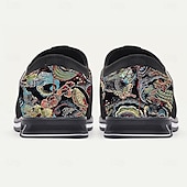 billiga Jacquard-skor-slip-on sneakers i svart och flerfärgad jacquard för män – snygga skor i jacquardtyg för casual och smart casual evenemang