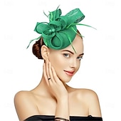 tanie Fascynatory i kapelusze-Stroik Sinamay Kapelusz Fedora Ślub Wieczorna impreza Herbaciane przyjęcie Wyścigi konne koktajl Zabytkowe Śłodkie Z Pióro Kwiaty Winieta Nakrycia Głowy