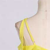 cheap YELLOW-Mermaid / Trumpet Yellow Dresses Ruffle Dress Semi Formal Wedding Guest Dress Asymmetrical Sleeveless One Shoulder with Slit
