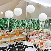 economico Luci paesaggistiche-Lanterne di carta solari da 12&quot; alimentate da lanterne impermeabili in tessuto di nylon per esterni, lampade da giardino appese