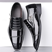 preiswerte Formell-Herrenschuhe - schwarz-weiße Lackschuhe mit Schnalle für Hochzeiten, Galas und Tanzpartys