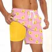 voordelige Dieren &amp; Vogels-Voor heren dier Grappig Eend Gevoerde shorts 2 in 1 zwemshorts Zwemshorts Medium Taille Hawaii Vakantie Feestdagen Strand Kleding Zijzakken Met compressievoering Elastische tailleband met trekkoord
