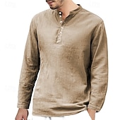 economico camicie casual da uomo-Per uomo Camicia Camicia Estiva Camicia casual Camicia da Spiaggia Camicia con Bottoni Nero Bianco Rosa Verde Blu Manica Lunga Semplice Henley Ferie Casual Quotidiano Bottonato Abbigliamento