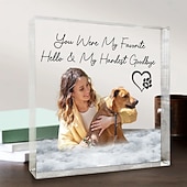 abordables Don commémoratif-Plaque photo commémorative personnalisée en acrylique pour animaux de compagnie, cadeaux de condoléances personnalisés pour la perte d&#039;êtres chers, décoration commémorative pour chien de compagnie