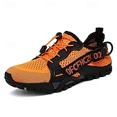 voordelige Casual Sneakers-Voor heren Sneakers Rivierschoenen Canyoning PU Leder Netstof Ademend Comfortabel Anti-slip Veters Zwart Donker paars Blauw Zomer Lente