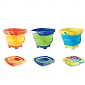 cheap Beach &amp; Outdoor Toys-3 Packs Foldable Pail Bucket 2L Silicone Collapsible Easter Buckets for Kids Multi Purpose for Fun Summer Activities Camping Gear Beach Essentials