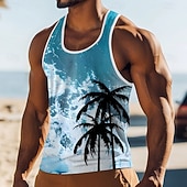 Herr Kokosnötspalm T-shirt Linne Ärmlös T-shirt 3D-tryck Rund hals Skjorta Semester Ledigt Hawaiisk Helgdag Blå Röd Grön Sommar Vår Kläder S M L XL XXL XXXL billiga 3d-linnen för herrar-Herr Kokosnötspalm T-shirt Linne Ärmlös T-shirt 3D-tryck Rund hals Skjorta Semester Ledigt Hawaiisk Helgdag Blå Röd Grön Sommar Vår Kläder S M L XL XXL XXXL