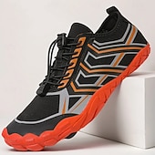 abordables Zapatillas Informales-Hombre Zapatillas de deporte zapatos descalzos Antideslizantes Barranquismo Casual Cuero PU Malla Transpirable Cómodo Antideslizante Cordones Negro / Rojo Negro Azul Real Verano Primavera