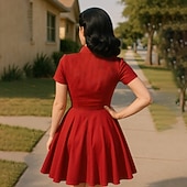 abordables Vestidos-1950s Retro Antiguo Mini Vestido camisero Chica vaquera Botón hacia abajo Impresión 3D Disfraz Mujer Mascarada Casual Vacaciones Fiesta de Té Adulto Vestido Primavera verano