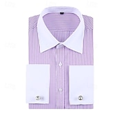 cheap Men&#039;s Dress Shirts-Men&#039;s Shirt Dress Shirt Button Up Shirt Line Wedding Daily Black Blue Dark Blue Violet Long Sleeve Turndown Spring &amp;  Fall Clothing Apparel Pocket