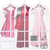 baratos Saco de Roupa &amp; Capa-Bolsa para roupas de dança, capa para roupas penduradas em peva espessada com 7 bolsos com zíper, bolsa para terno extra longa, transparente e à prova de poeira para armazenamento em armário ou viagem