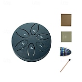 baratos Presentes-Tambor de chuva para jardim externo com protetores de dedos de 3 polegadas e 6 notas, tambor de língua de aço, mini tambor de mão à prova d&#039;água com protetores de dedos, instrumento musical de