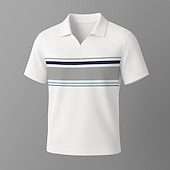 baratos Polo Elite Masculino-Homens Pólo Trabalho O negócio Coleira de gaivota Manga Curta Férias Vintage Bloco de cor Listrado Bloco de cor Listas Verão Primavera Preto Branco Azul Marinha Pólo