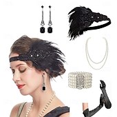 abordables Accesorios y más-1920s El gran Gatsby Diadema de estilo flapper Pendiente Collar / pulsera El gran Gatsby Pluma Retro Brillo chispeante Cristal / Strass Mujer Carnaval día de San Valentín Mascarada Ropa de fiesta de