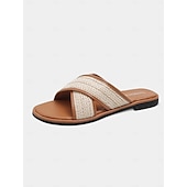 abordables Sandales de Vacances-Sandales plates à brides croisées tissées pour femmes – sandales bohèmes décontractées pour les promenades estivales et les rendez-vous romantiques en journée