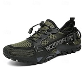 voordelige Casual Sneakers-Voor heren Sneakers Rivierschoenen Canyoning PU Leder Netstof Ademend Comfortabel Anti-slip Veters Zwart Donker paars Blauw Zomer Lente