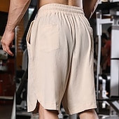 economico Vacanza-Per uomo Shorts Shorts di Lino Pantaloncini Estivi Shorts da Spiaggia Coulisse Elastico in vita Semplice Comodità Traspirante Lunghezza al ginocchio All&#039;aperto Quotidiano Spiaggia Vacanza Moda Nero