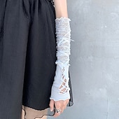 levne Rukávy a šála-rukavice lolita v baletním stylu bílé krajkové rukávy dámské tenké provedení letní ochrana před sluncem pikantní dívka ramínka dlouhé odhalené prsty