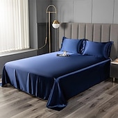 abordables Parures de draps-Drap en soie glacée Pièce unique Drap de satin Drap de soie cool Housse de coussin Ensemble de trois pièces