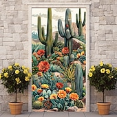cheap Garage &amp; Door Banners-Cinco de Mayo Door Decorations Mexico Art Door Covers Cactus Door Tapestry Door Curtain Decoration Backdrop Indoor/Outdoor Door Banner for Front Door Farmhouse